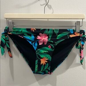 Tropical Floral Bikini Bottom with Side Ties
